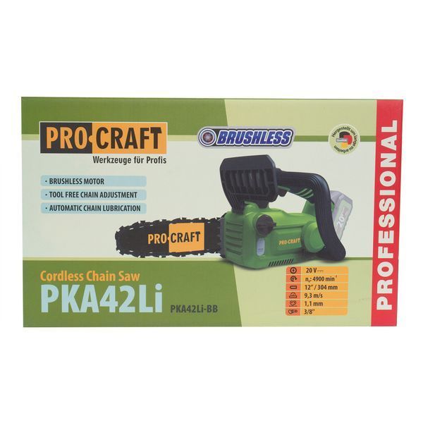 Акумуляторна ланцюгова пила Procraft PKA42Li (Два акумулятора 20 В, 4 А/год і Зарядний пристрій) PKA42Li_2akb фото