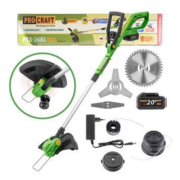 Аккумуляторный триммер Procraft PTA26BL, 20В, 1 АКБ 3 Ач + ЗУ, бесщеточный PTA26BL фото