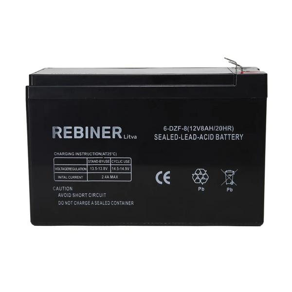 Акумулятор до обприскувача 12 V, 8 Ah Акумуляторна батарея для садового полівізатора 12V8Ah(Re) фото