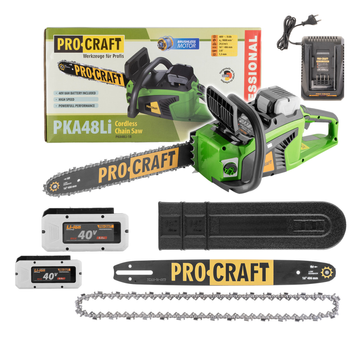 Акумуляторна ланцюгова пила Procraft PKA48Li, 40В, Шина 40см, безщіткова, 2 АКБ 8Аг + ЗП PKA48Li_2akb фото