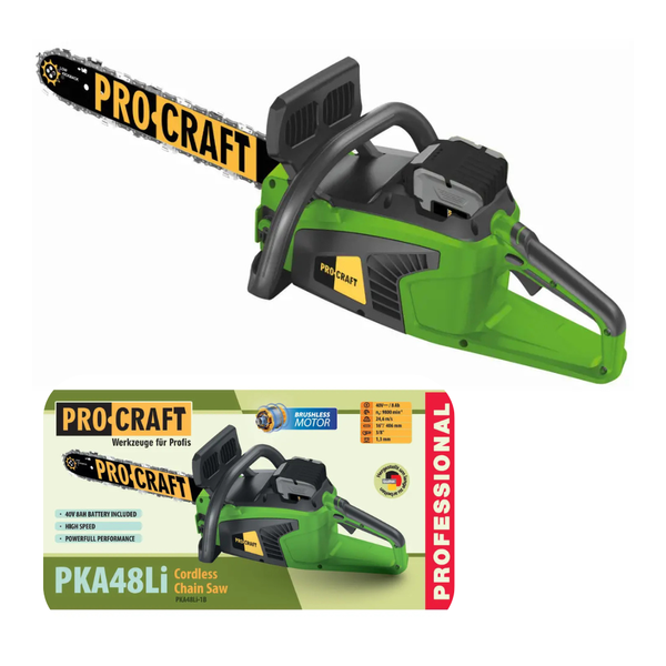 Акумуляторна ланцюгова пила Procraft PKA48Li, 40В, Шина 40см, безщіткова, 2 АКБ 8Аг + ЗП PKA48Li_2akb фото