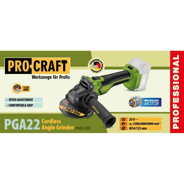 Акумуляторна болгарка Procraft PGA22 (без акб та зп) PGA22_bez_akb фото