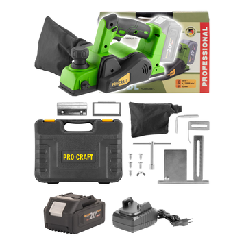 Аккумуляторный рубанок Procraft PE20BL, 20В, 82 мм, бесщеточный, 1 АКБ 4Ач + ЗУ PE20BL_1akb(MAX4Ah) фото