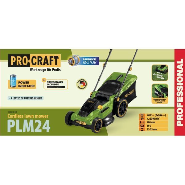 Акумуляторна газонокосарка Procraft PLM24 (4 акумулятори 20 В 4 А&middot;год Type-C + подвійний зарядний пристрій) PLM24_4akb_4ahType-C_zp20/2/2 фото